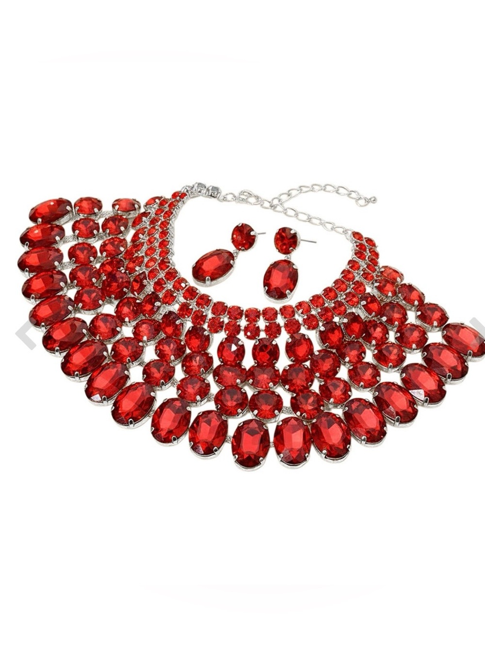 Crystal Glass Bib Statement Necklace